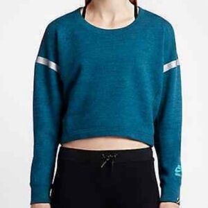 𝅺Nike Track & Field Teal Blue Cropped Sweatshirt SZ XL